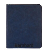 9 1/2" x 12" Leatherette Blue/Black Portfolio with Zipper