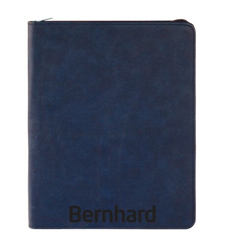 9 1/2" x 12" Leatherette Blue/Black Portfolio with Zipper