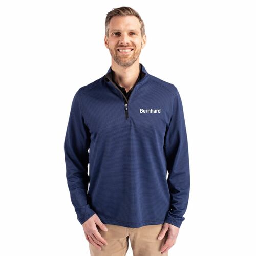 Cutter & Buck Virtue Eco Pique Micro Stripe Recycled Mens Quarter Zip